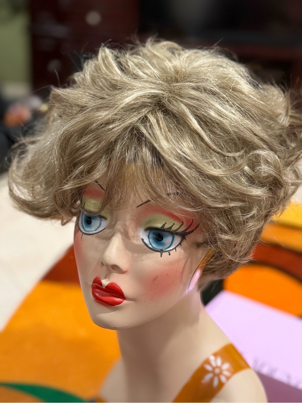 Ash/Blond Short Layered Women's Wig - Classic Pixie Style with longer bangs - Picture 2 of 9